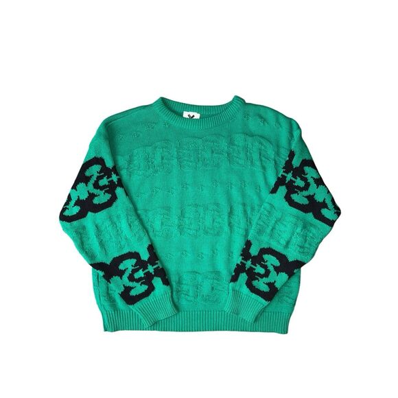 Vintage 80’s 100% Cotton Kelly Green Retro Pullover Sweater Size M - Picture 4 of 9